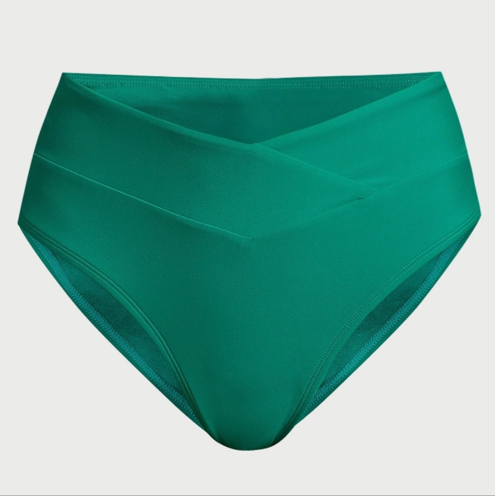 Time & Tru NWT Womens Plus 2X 20 22 Green Mid Rise Bikini Swim Bottoms NEW